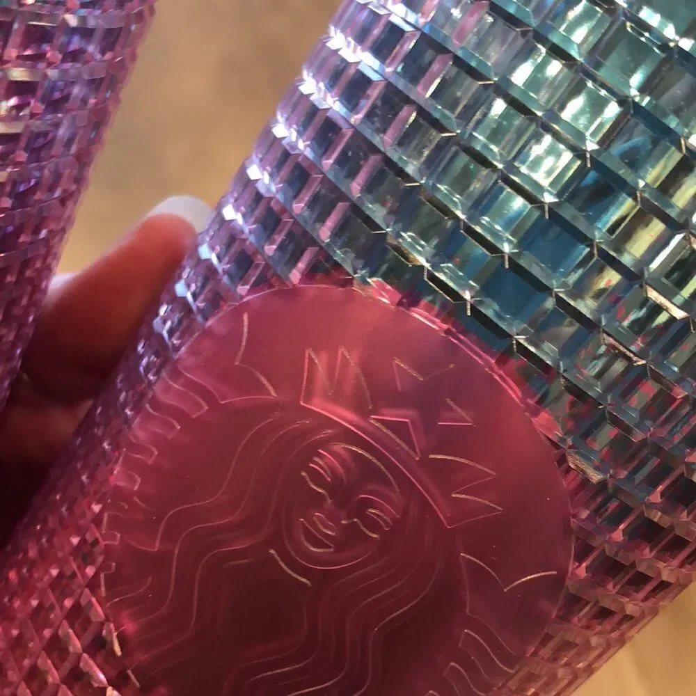 Starbucks 2021 Summer grid faceted jewel cold cup NEW NWT coffee tea straw lid